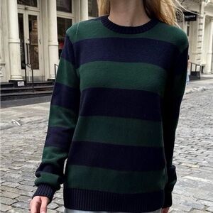 Brandy Melville Striped Green & Navy Blue Sweater